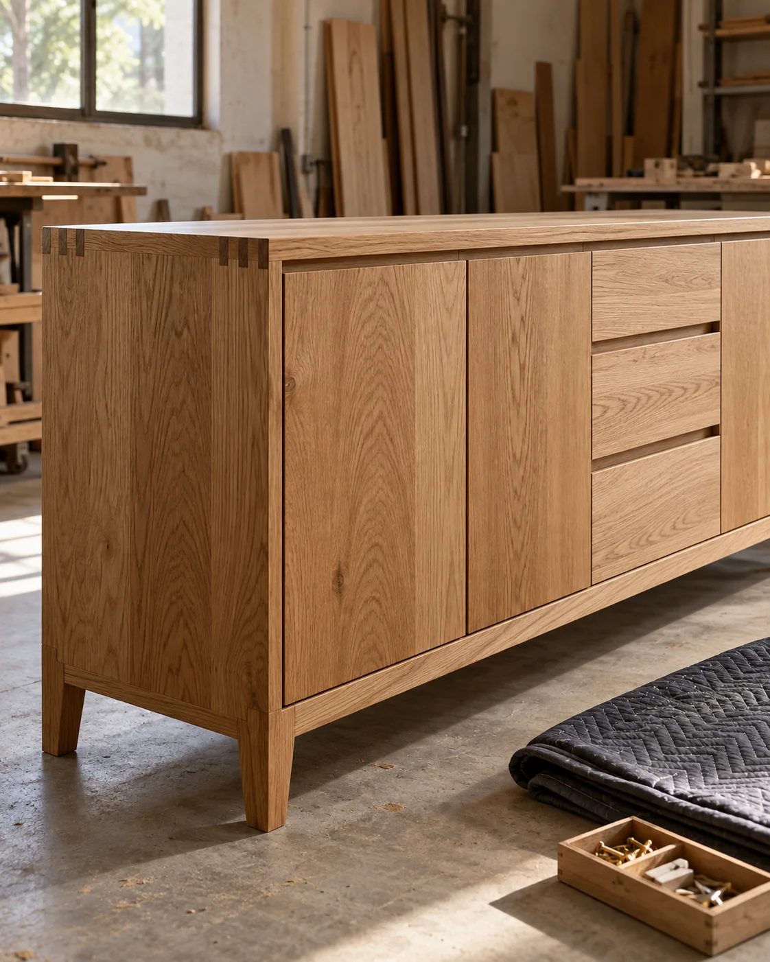 Mueble de madera terminado y preparado para su entrega